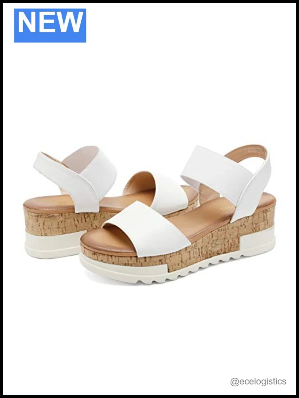 Faux Leather Wedge Platform Sandals with Elastic Straps